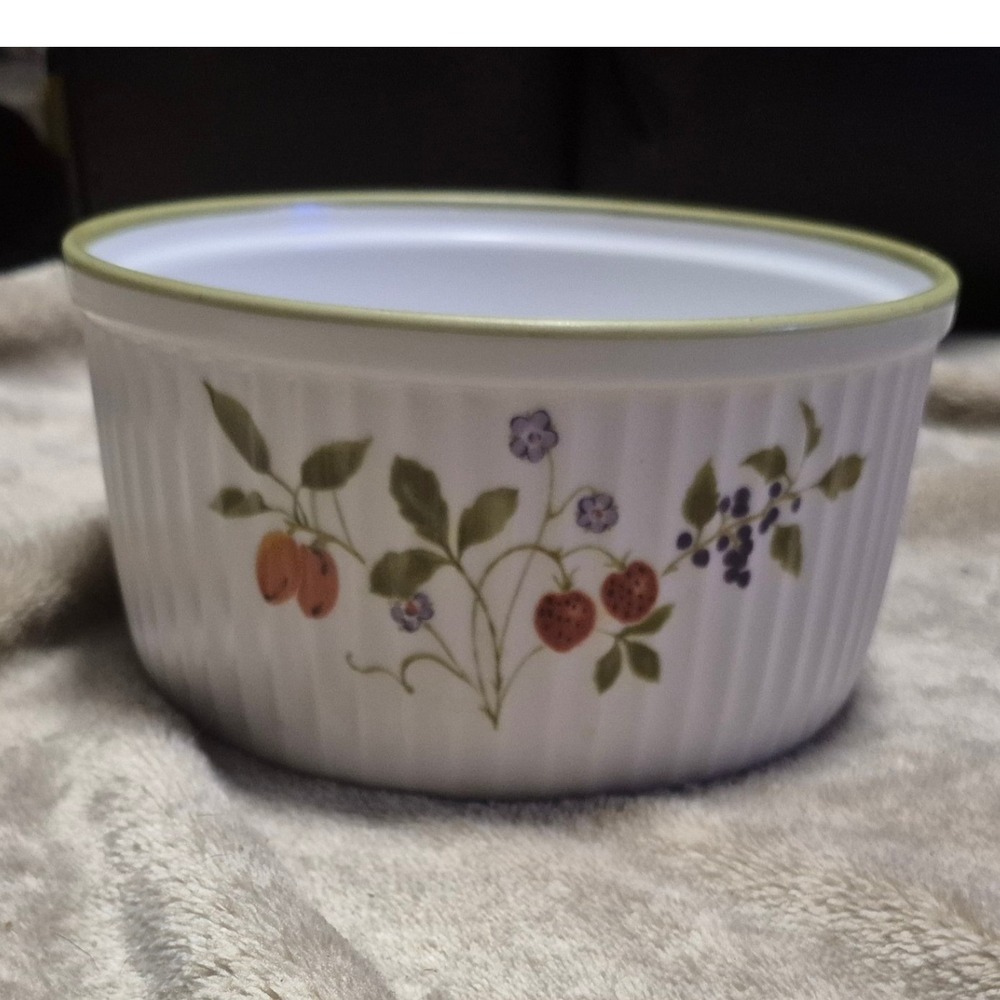 Noritake Progression China Berries N Such 9070 Souffle Dish Round Baker Japan